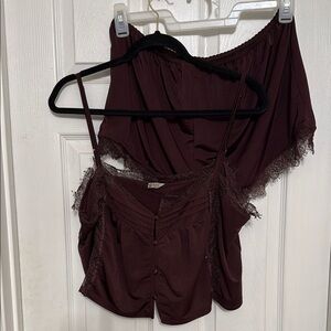 Free People Purple Pajamas Set with Lace Trim